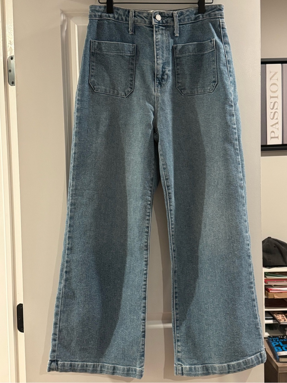 Just Black Light Blue Wide-Leg Jeans with Front Patch Pockets